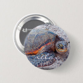 Hawaii Honu Zee Schildpad Foto Relax Script Bold Ronde Button 5,7 Cm