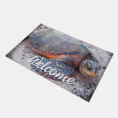 Hawaii Honu Zee Turtle Foto Welkom Script Bold Deurmat (Schuin)