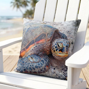 Hawaii Honu Zeeschildpad Strand Foto Eenvoudig Mod Kussen