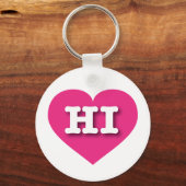 Hawaii Hot Pink Heart - Ik hou van HI Sleutelhanger (Voorkant)