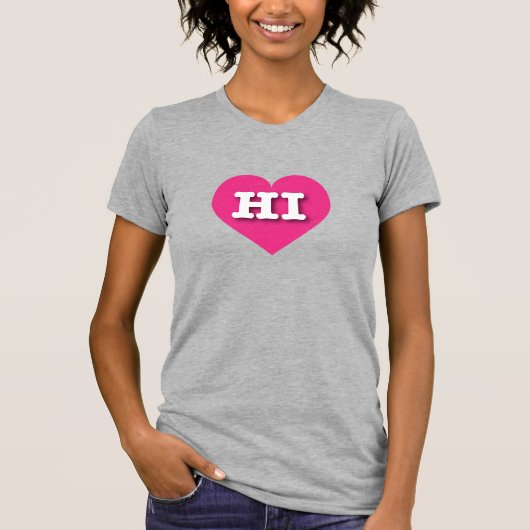 Hawaii Hot Pink Heart - Ik hou van HI T-shirt (Voorkant)