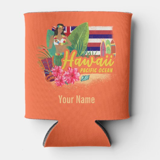 Hawaii Hula Dancer Retro Pacific  Souvenir Blikjeskoeler (Voorkant)