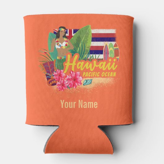 Hawaii Hula Dancer Retro Pacific Souvenir Blikjeskoeler (Achterkant)