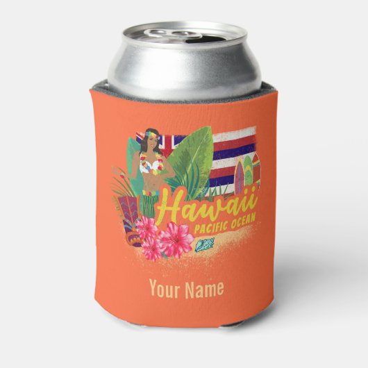 Hawaii Hula Dancer Retro Pacific  Souvenir Blikjeskoeler (Blikje Achterkant)