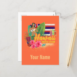 Hawaii Hula Dancer Retro Pacific Souvenir Feestdagenkaart