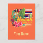 Hawaii Hula Dancer Retro Pacific  Souvenir Feestdagenkaart (Voorkant)