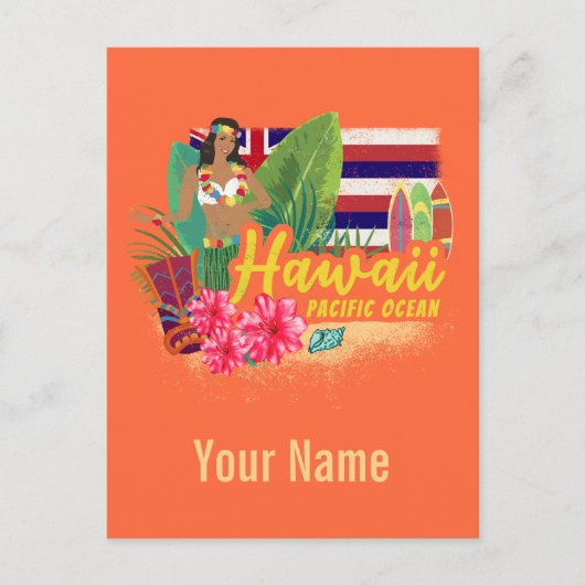 Hawaii Hula Dancer Retro Pacific  Souvenir Feestdagenkaart (Voorkant)