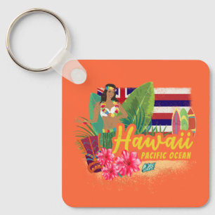 Hawaii Hula Dancer Retro Pacific  Souvenir Sleutelhanger
