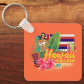 Hawaii Hula Dancer Retro Pacific Souvenir Sleutelhanger (Voorkant)