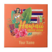 Hawaii Hula Dancer Retro Pacific  Souvenir Tegeltje (Voorkant)