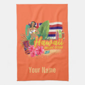 Hawaii Hula Dancer Retro Pacific  Souvenir Theedoek (Verticaal)