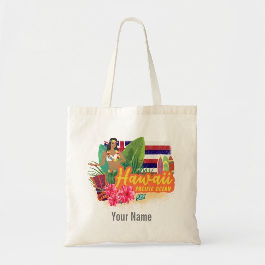 Hawaii Hula Dancer Retro Pacific  Souvenir Tote Bag (Voorkant)