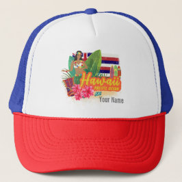 Hawaii Hula Dancer Retro Pacific Souvenir Trucker Pet