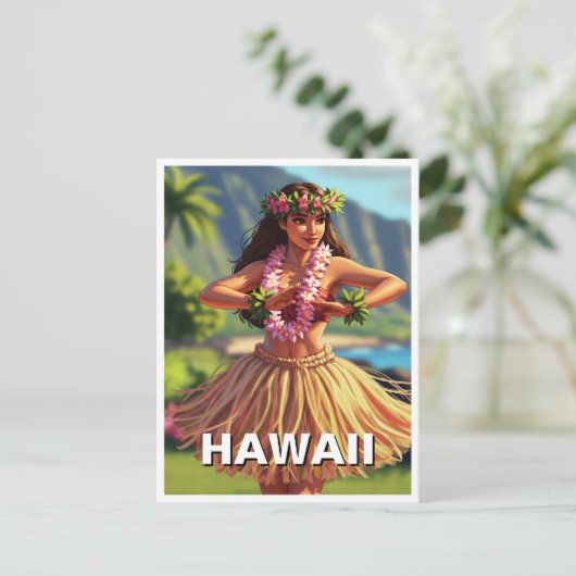 Hawaii Hula Dancer Travel Briefkaart (Staand voorkant)