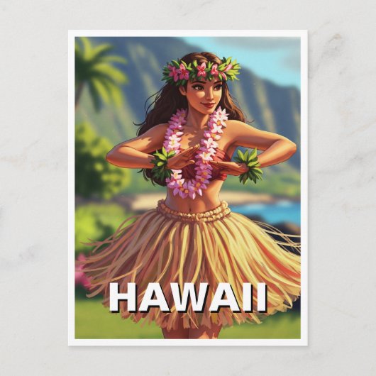 Hawaii Hula Dancer Travel Briefkaart (Voorkant)