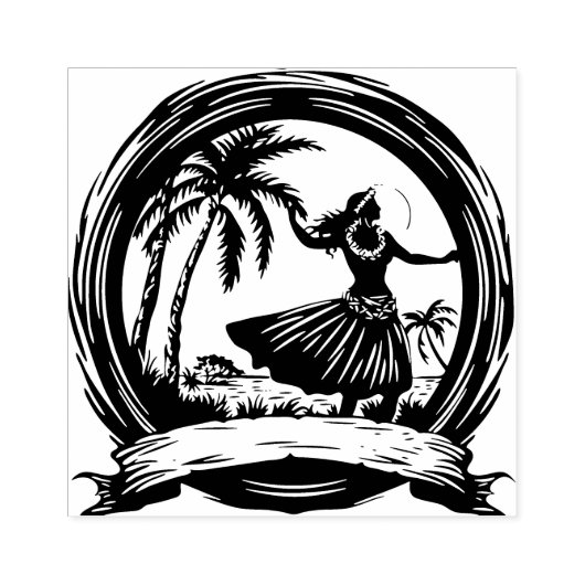 Hawaii Hula Danser Rubber Stempel Mooie  (Afrduk)