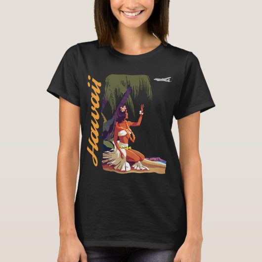 Hawaii Hula Danser Tropisch Reis T-Shirt (Voorkant)