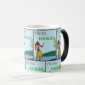  Hawaii Hula Girl – Retro Travel Poster Art Magische Mok (Voorkant rechts)