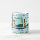 Hawaii Hula Girl – Retro Travel Poster Art Magische Mok (Center)