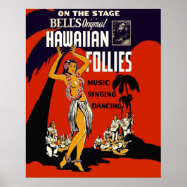 Hawaii hula meisje, traditionele dans, muziek, fee poster