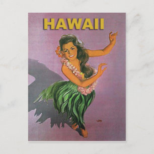 Hawaii, Hula meisje traditionele dans, vintage rei Briefkaart