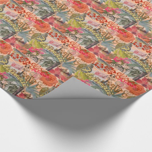 Hawaii Hula Travel Flower  Cadeaupapier (Hoek)