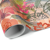 Hawaii Hula Travel Flower  Cadeaupapier (Rol Hoek)