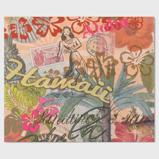 Hawaii Hula Travel Flower Cadeaupapier (Vlak)