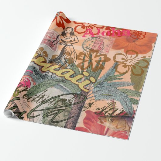Hawaii Hula Travel Flower  Cadeaupapier (Uitgerold)