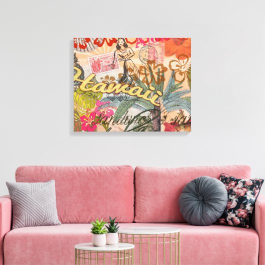 Hawaii Hula Travel Flower  Canvas Afdruk (Insitu (Woonkamer))