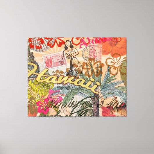 Hawaii Hula Travel Flower  Canvas Afdruk (Voorkant)