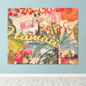 Hawaii Hula Travel Flower  Canvas Afdruk (Insitu (Houten vloer))