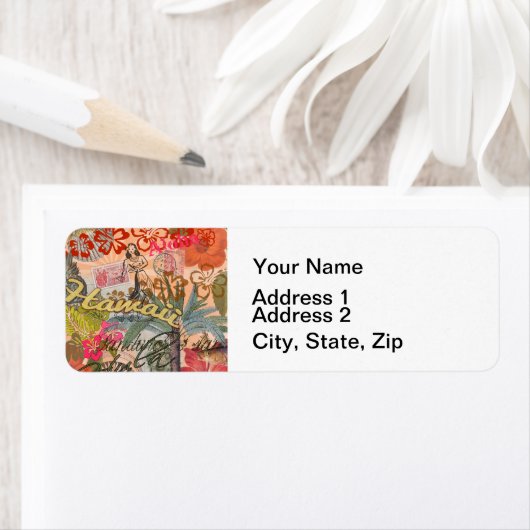 Hawaii Hula Travel Flower  Etiket (Insitu)