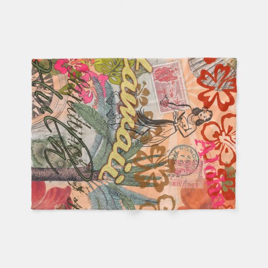 Hawaii Hula Travel Flower  Fleece Deken (Voorkant (Horizontaal))
