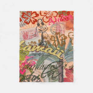 Hawaii Hula Travel Flower  Fleece Deken