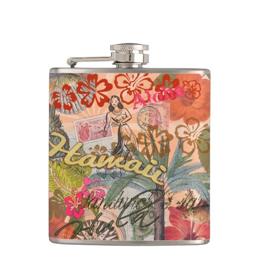 Hawaii Hula Travel Flower  Heupfles (Voorkant)