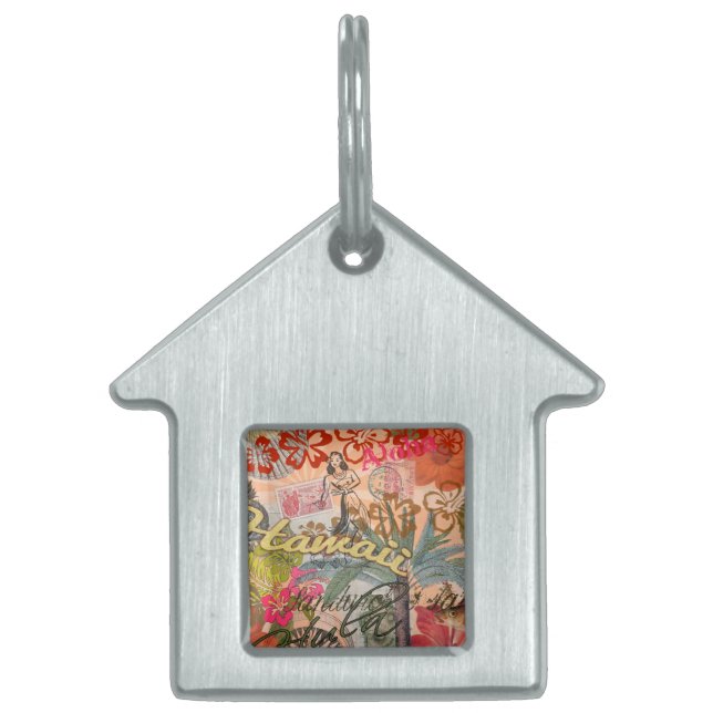 Hawaii Hula Travel Flower  Huisdieren Naamplaatje (Voorkant)