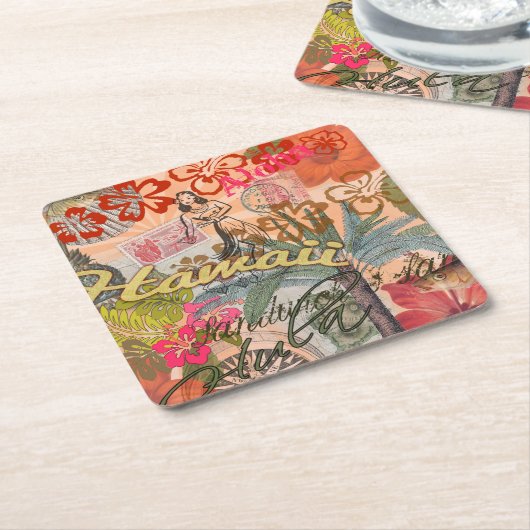 Hawaii Hula Travel Flower  Kartonnen Onderzetters (Schuin)