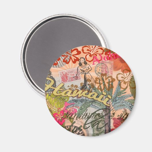 Hawaii Hula Travel Flower  Magneet (Voorkant / Achterkant)