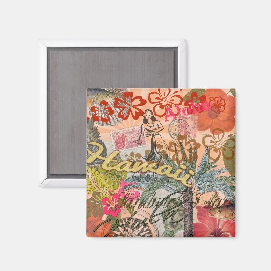 Hawaii Hula Travel Flower  Magneet (Voorkant / Achterkant)