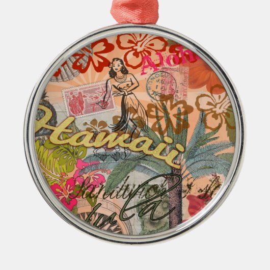 Hawaii Hula Travel Flower  Metalen Ornament (Voorkant)