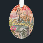 Hawaii Hula Travel Flower  Ornament<br><div class="desc">Deze reiscollage in Hawaï is gebaseerd op oude beelden uit Hawaï,  waaronder een meisje uit de romp,  palmbomen,  tropische hibiscus-bloemen,  Hawaiiaanse vissen,  schelpen en anananas. Voor een unieke Hawaiiaanse gave is deze  collage in Hawaï perfect voor de Hawaiiaanse reiziger in je leven.</div>