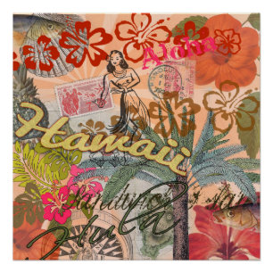 Hawaii Hula Travel Flower Poster
