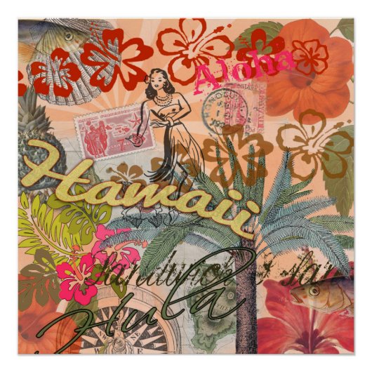 Hawaii Hula Travel Flower  Poster (Voorkant)