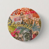 Hawaii Hula Travel Flower  Ronde Button 5,7 Cm (Voorkant)