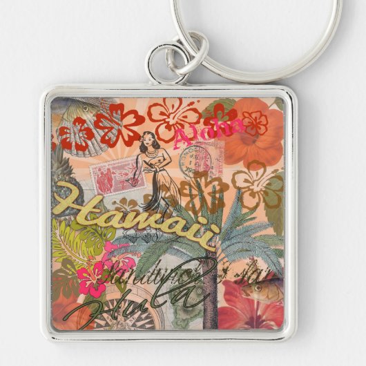 Hawaii Hula Travel Flower  Sleutelhanger (Voorkant)