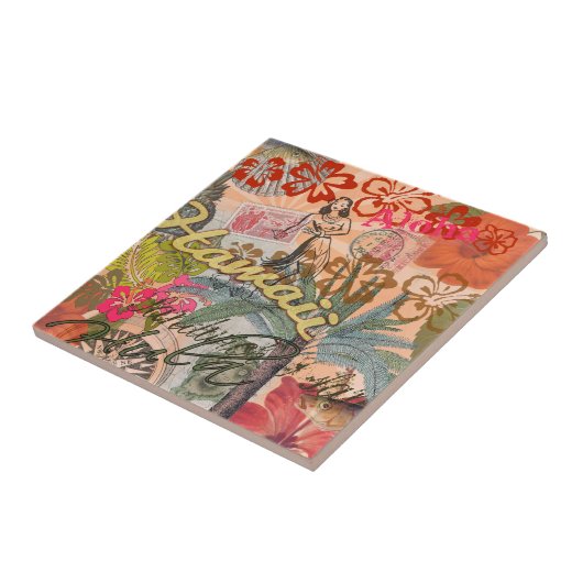 Hawaii Hula Travel Flower  Tegeltje (Zijkant)