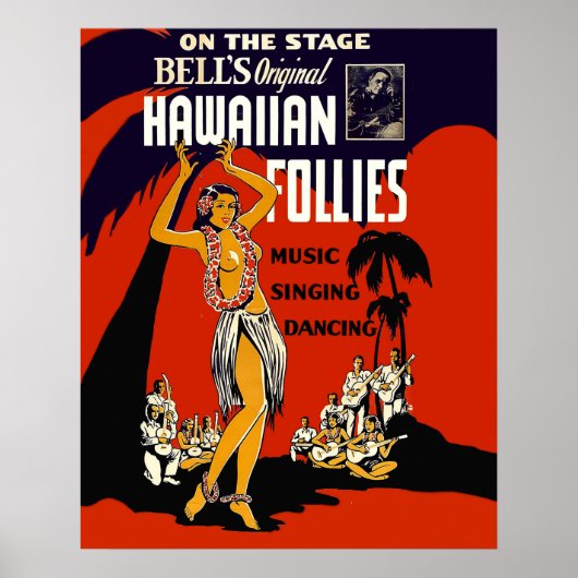 Hawaii huld meisje, traditionele dans, muziek, fee poster (Voorkant)