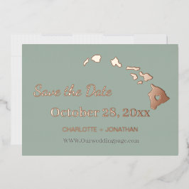 Hawaii Huwelijk Save The Date Roze Goud Folie Uitnodiging