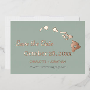 Hawaii Huwelijk Save The Date Roze Goud Folie Uitnodiging